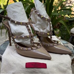 Valentino rockstud t strap pointed heels spike closed toe